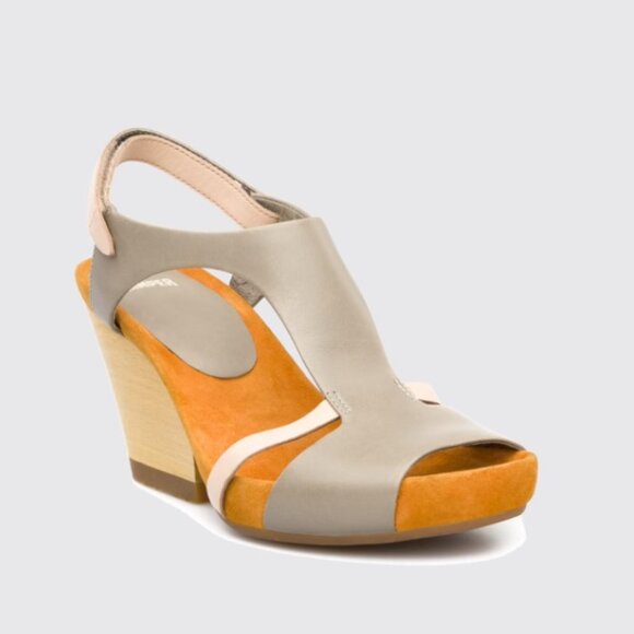 Camper Shoes - NWOT Camper Women's Gray & Tan Allegra Heeled Sandal (Size EU 40/US 9.0-9.5)